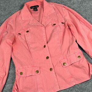 Mac and Me Sz Large Moto Utility Jacket Shirt Shacket Button Pockets Spring Fall